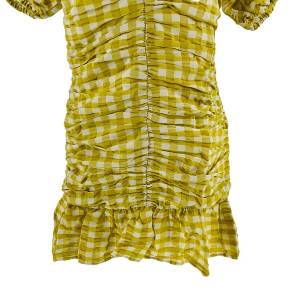 Petal & Pup NEW Tenice V Neck Gingham Puff Sleeve Mini Dress Green Size XS - Picture 7 of 11